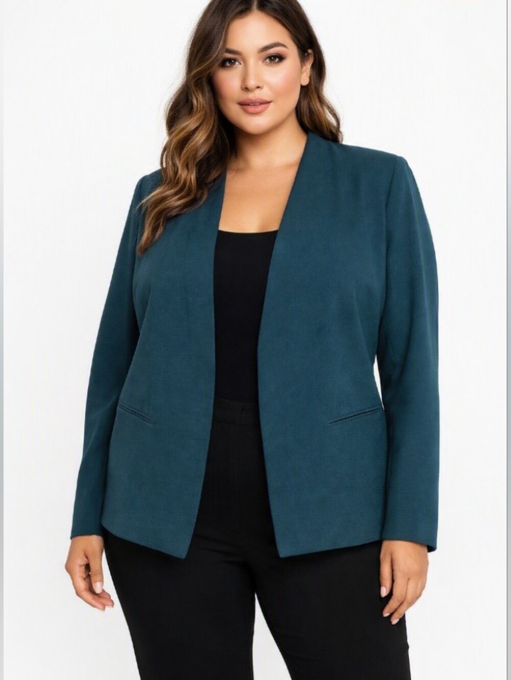 Kasper Teal Open-Front Blazer 20W
